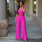 Elegant Wrap Jumpsuit with Wide Leg and Waist Belt