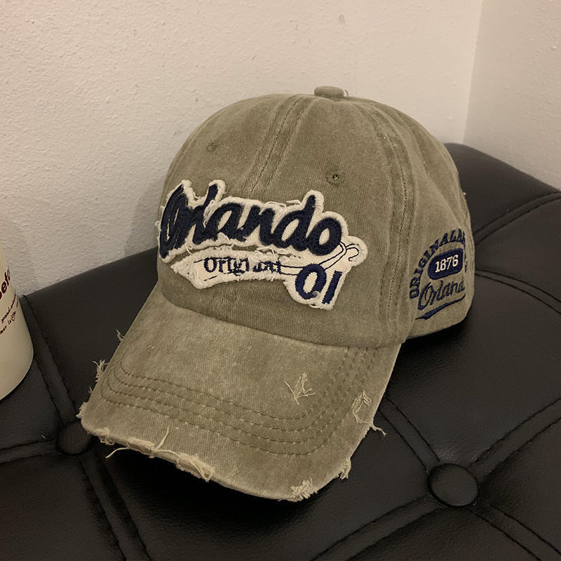 Men's Distressed Cotton Baseball Cap
