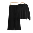 Women's Cozy Knit Loungewear Set with Wide-Cut Sweater and Pants