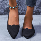 Women's Ballet Flats with Wave Design and Breathable Upper