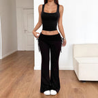 Women's Casual Sportswear with Shaping Top and Wide Pants