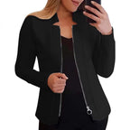 Women's Biker Jacket with Innovative Cut and Zipper Details