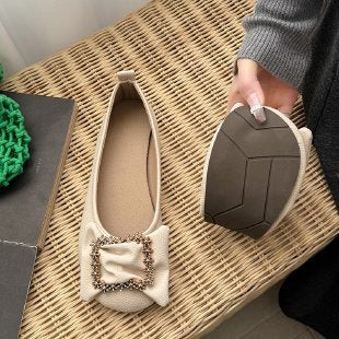 Women's Ballet Flats with Decorative Jeweled Buckle