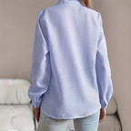 Women's Elegant Shirt Blouse with Ruffle Details and Textured Surface