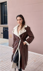 Women's Lined Long Coat with Chic Collar