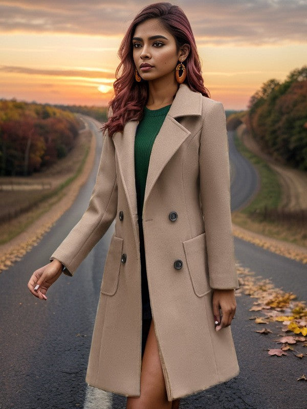 Women's Modern Double-Breasted Wool Coat