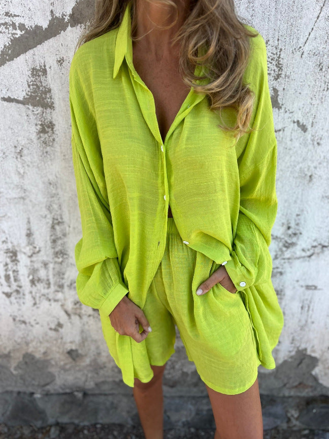 Women's Long Blouse with Full Button Placket