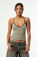 Women's Striped Camisole Top with Adjustable Straps