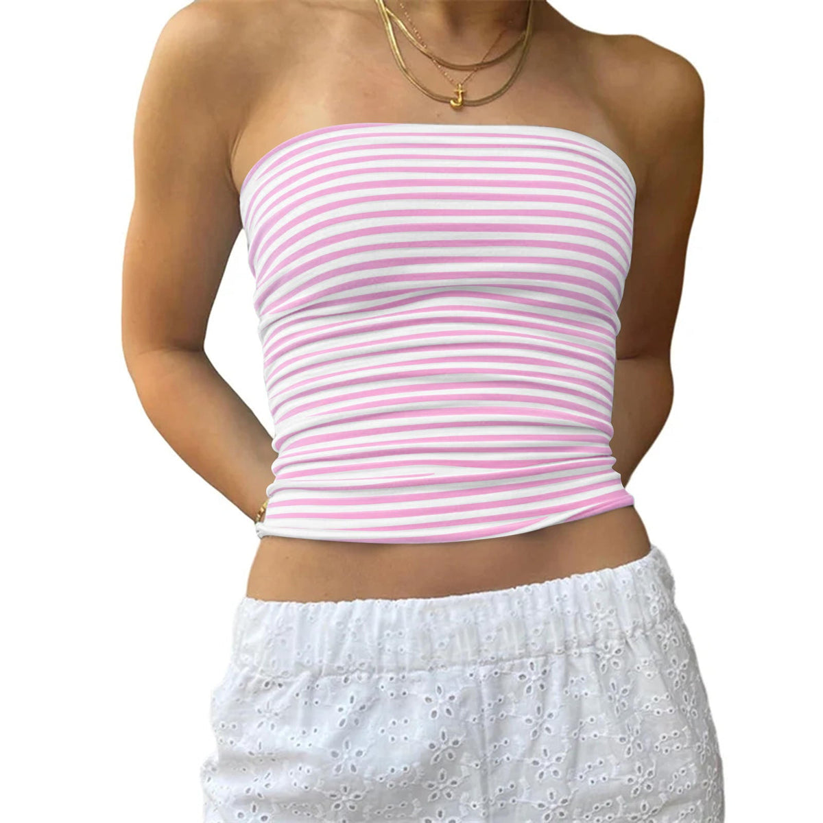 Women's Bustier Top with Fine Stripes