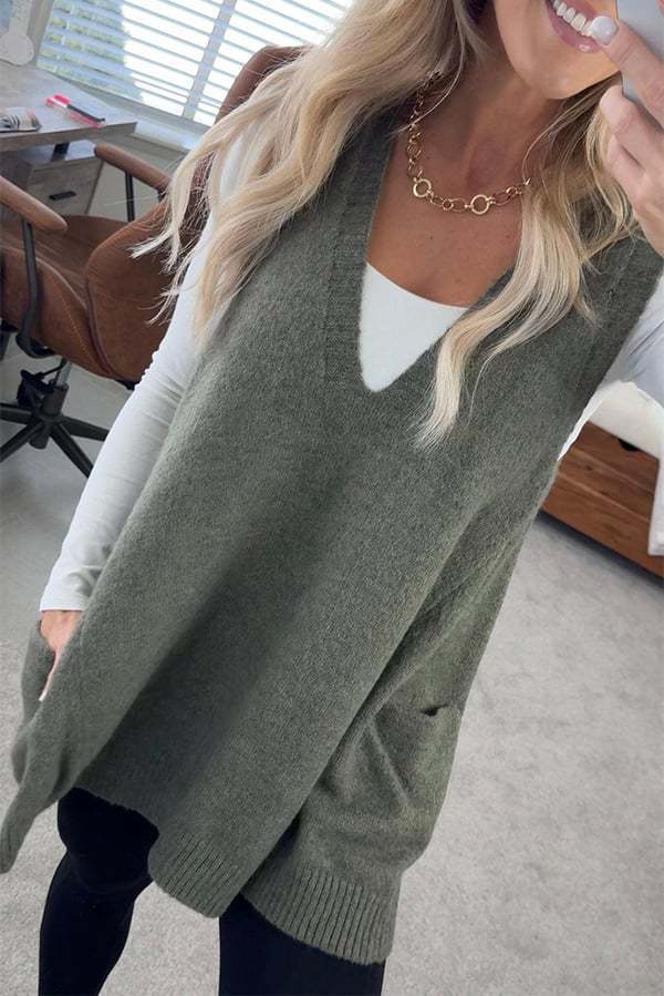 Women's Knit Poncho with Side Pockets