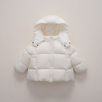 Women's Modern Down Jacket with Detachable Hood and Elastic Cuffs