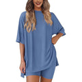 Women's Casual Lounge Set with Oversized Top and Shorts