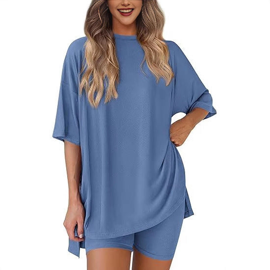 Women's Casual Lounge Set with Oversized Top and Shorts