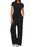 Women's Comfortable Leisure Set with Elastic Waist and Cozy Top