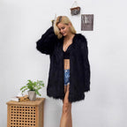 Women's Luxurious Open-Front Faux Fur Parka