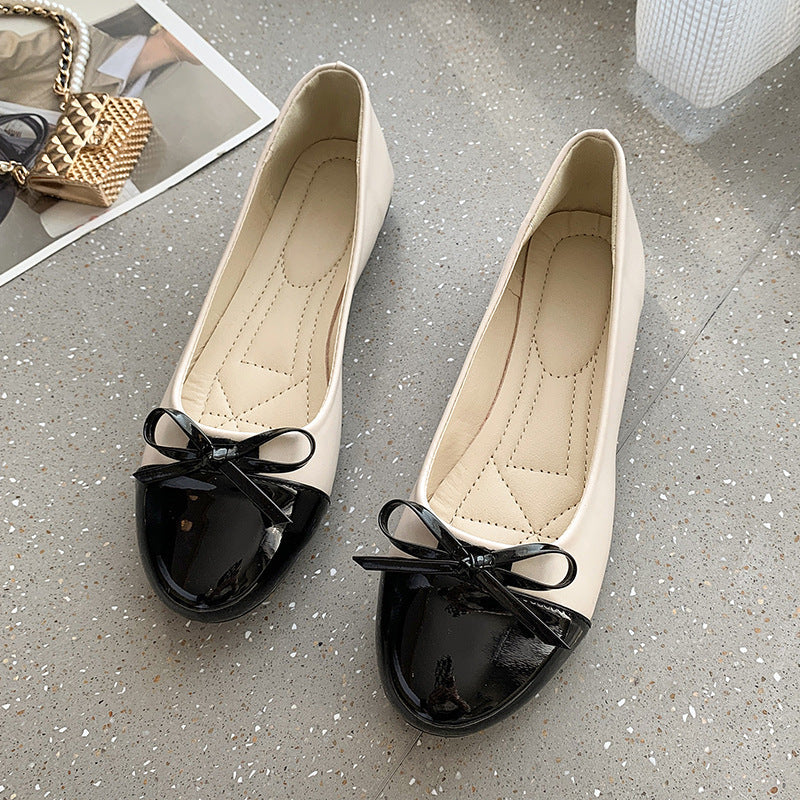 Women's Ballet Flats with Elegant Bow Accent and Non-Slip Sole