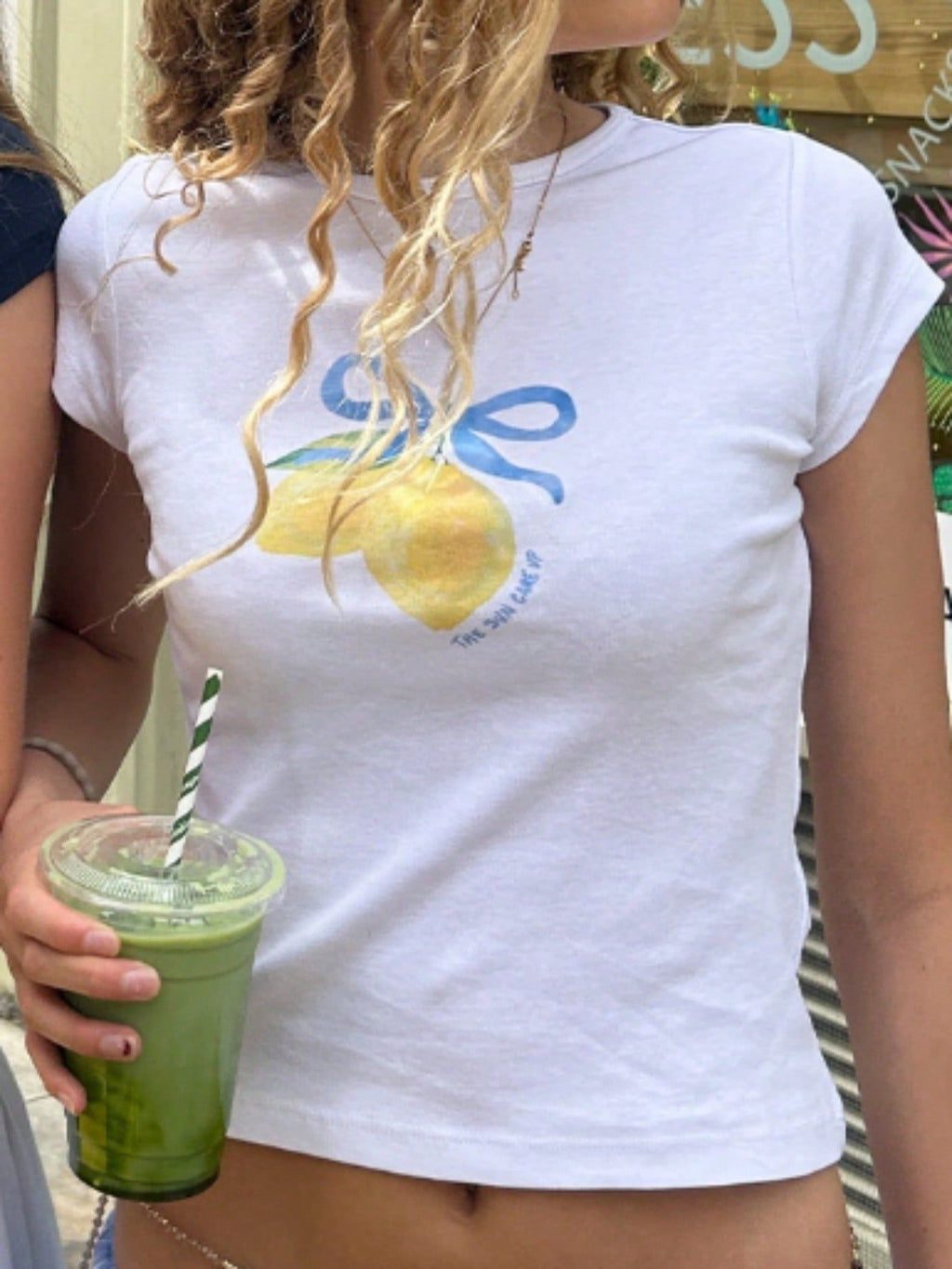 Women's Crop T-Shirt with Creative Fruit Design and Fitted Cut