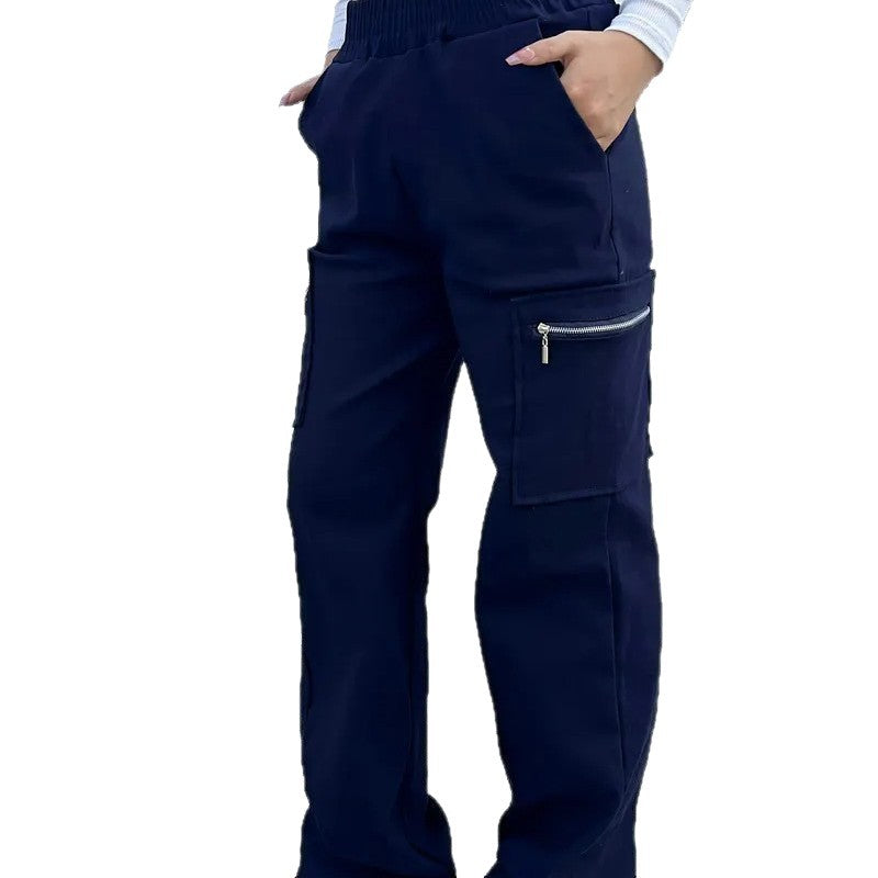 Women's Comfortable Cargo Pants with Elastic Waistband