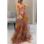 Women's Evening Dress with Flowy Chiffon and Wrap Look