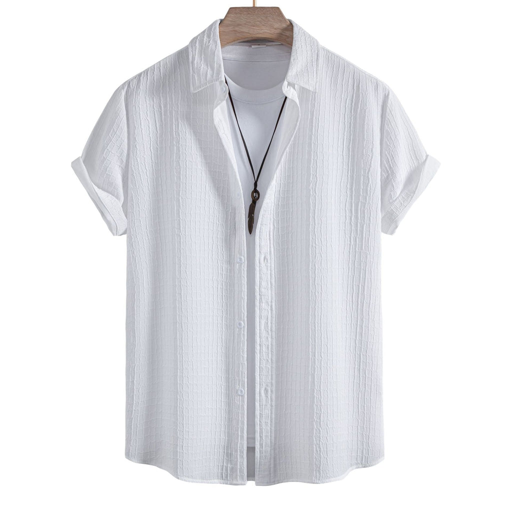 Women's Short-Sleeve Shirt with Textured Fabric and Loose Fit