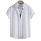Women's Short-Sleeve Shirt with Textured Fabric and Loose Fit