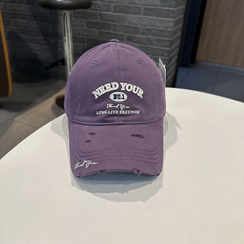 Men's Distressed Cotton Embroidered Baseball Cap
