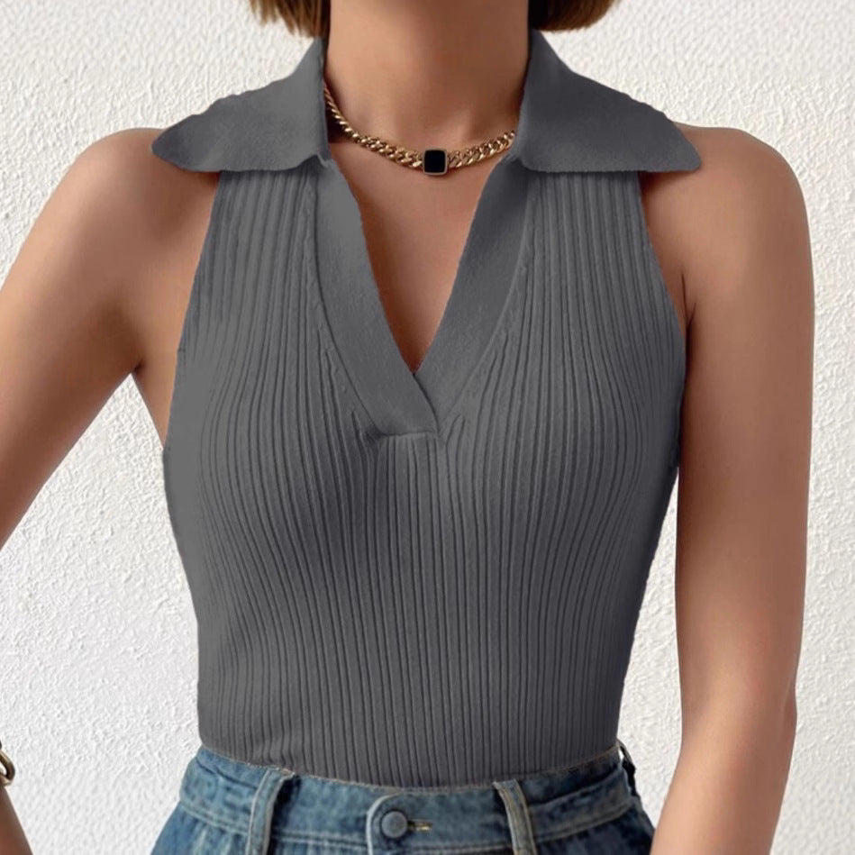 Women's Sleeveless Ribbed Knit Top