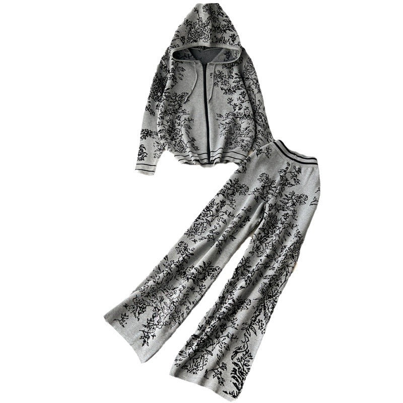 Women's Fashionable Floral Lounge Set with Hood