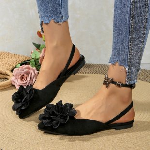 Women's Ballet Flats with Floral Appliqués
