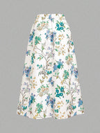 Women's Floral Print Maxi Skirt with Elastic Waistband