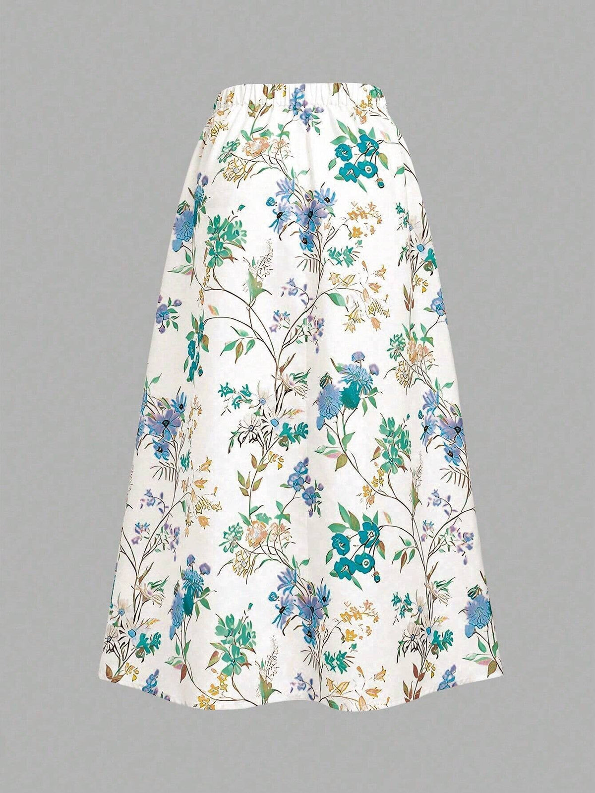 Women's Floral Print Maxi Skirt with Elastic Waistband