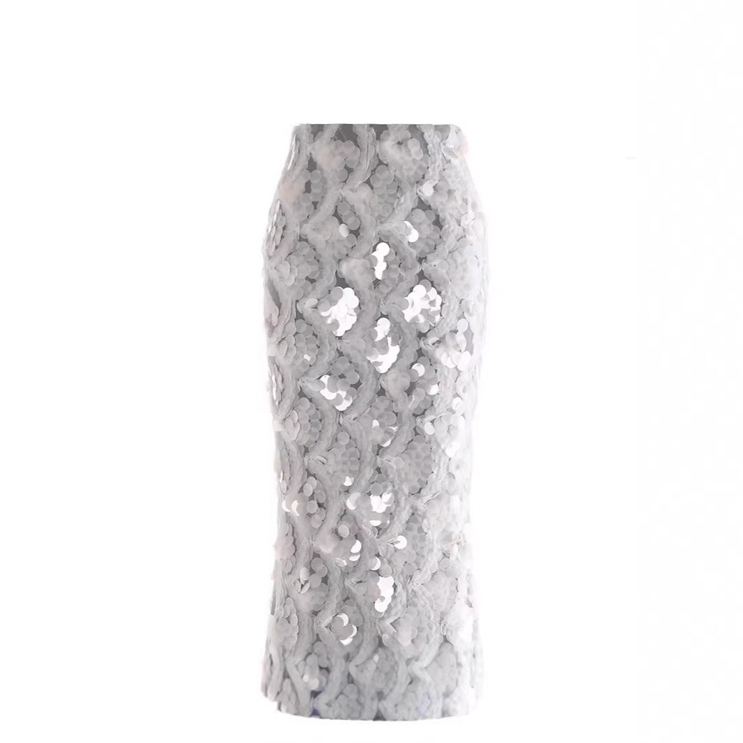 Women's Maxi Skirt with Unique Ruffle Design and Sheer Lace