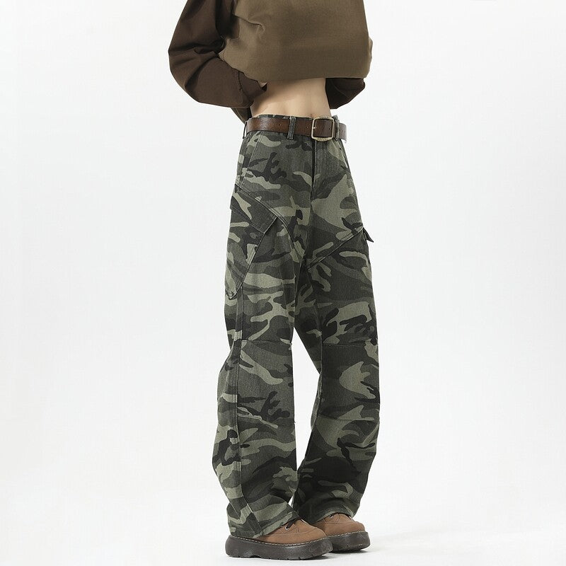 Women's Camouflage Cargo Pants with High Pockets