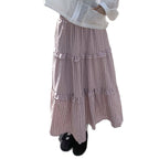 Women's Maxi Skirt with Ruffle and Plaid Pattern
