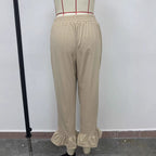 Women's Casual Trousers with Ruffle Hems