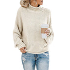 Women's Cozy High-Neck Sweater with Textured Knit
