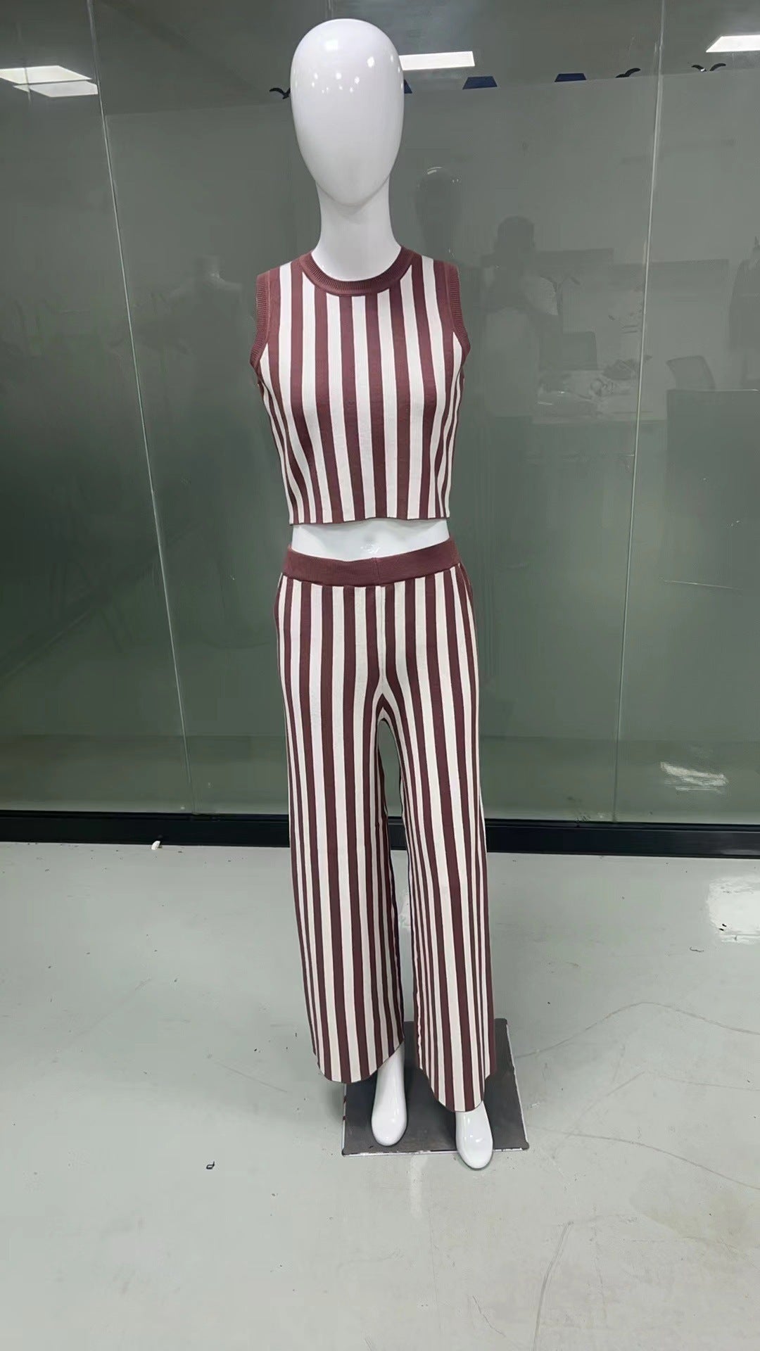 Women's Casual Striped Jumpsuit with High Waist