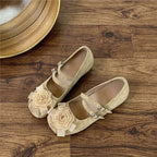Women's Ballet Flats with Decorative Flower Motif