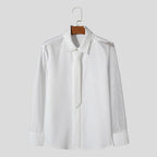 Women's Long-Sleeve Blouse with Sheer Mesh Details