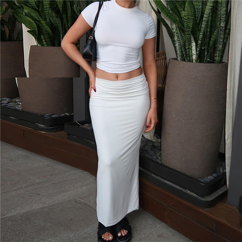 Women's Elegant Maxi Dress and Crop Top Set
