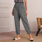 Women's Comfortable Casual Cargo Pants with Elastic Waist and Pockets