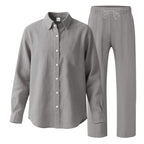 Women's Comfortable Lounge Set with Oversized Shirt and Elastic Drawstring Trousers