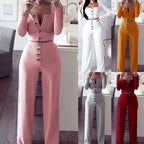 Women's Comfortable and Stylish 2-Piece Knit Suit with Button Details