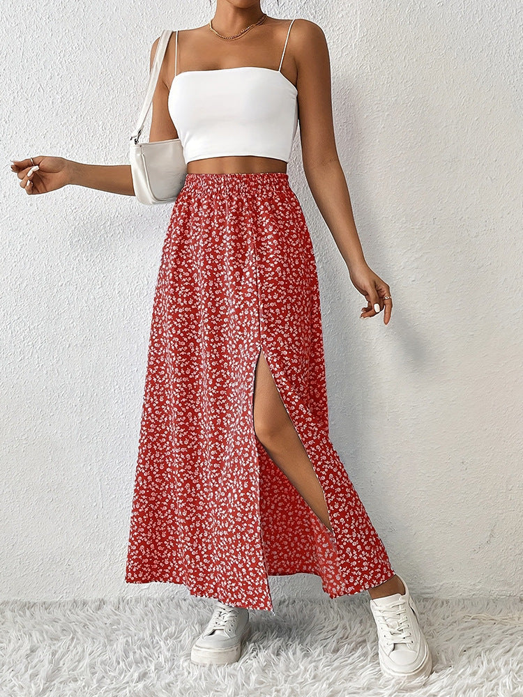 Women's Floral Maxi Skirt with Slit