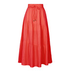 Women's Long Skirt with Swinging Ruffles and Elastic Waistband