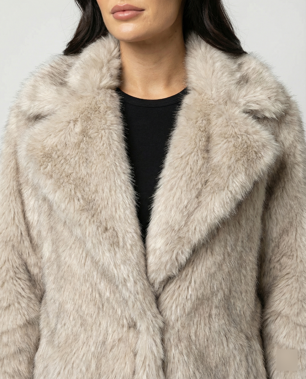Women's Luxurious Faux Fur Coat in a Generous Design