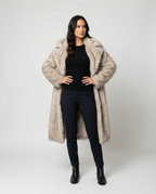 Women's Luxurious Faux Fur Coat in a Generous Design