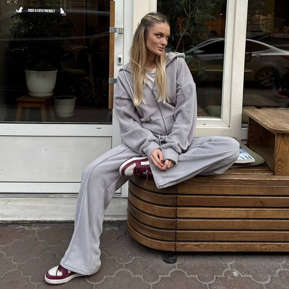 Women's Comfortable Fleece Hoodie and Lounge Pants Set