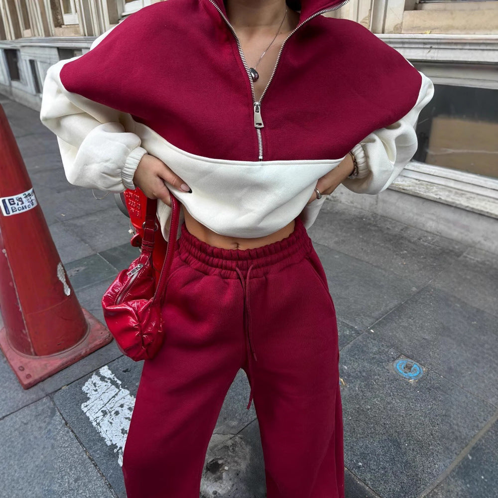 Women's Comfortable Zip-Pullover with Dropped Shoulders