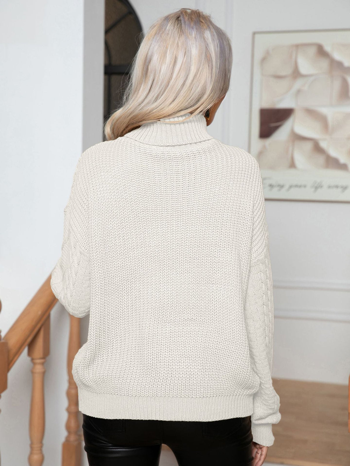 Women's Chunky Knit Sweater with High Neck
